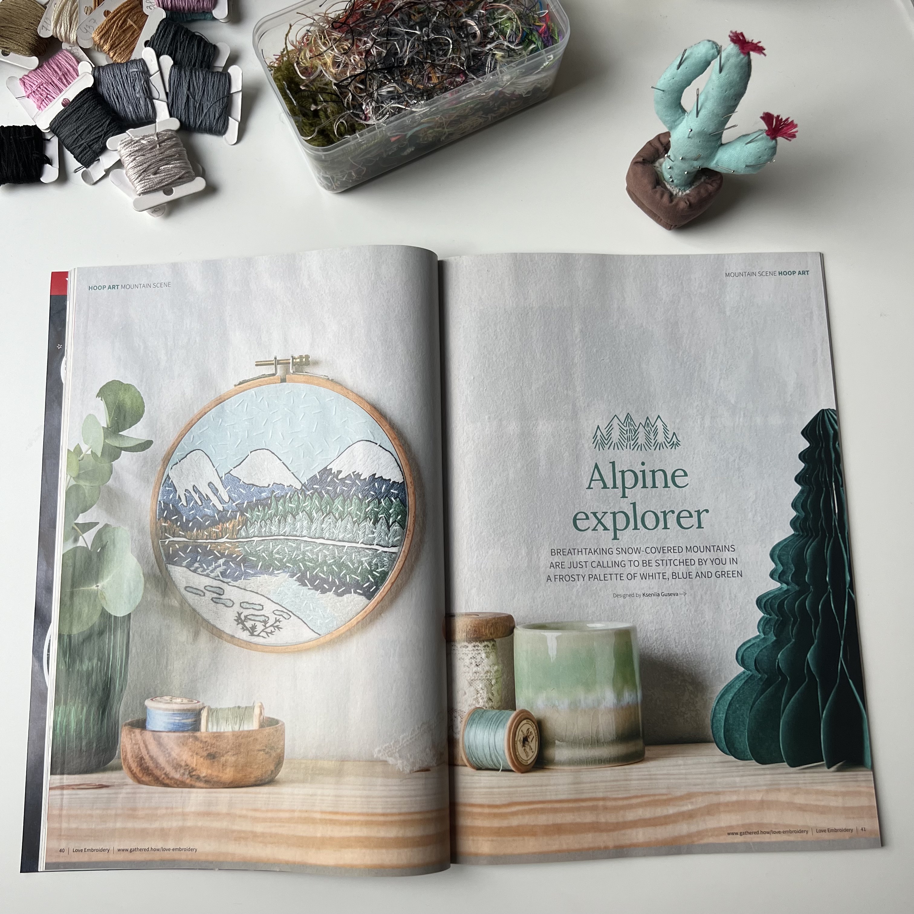 Mountain pattern featured in Love Embroidery magazine